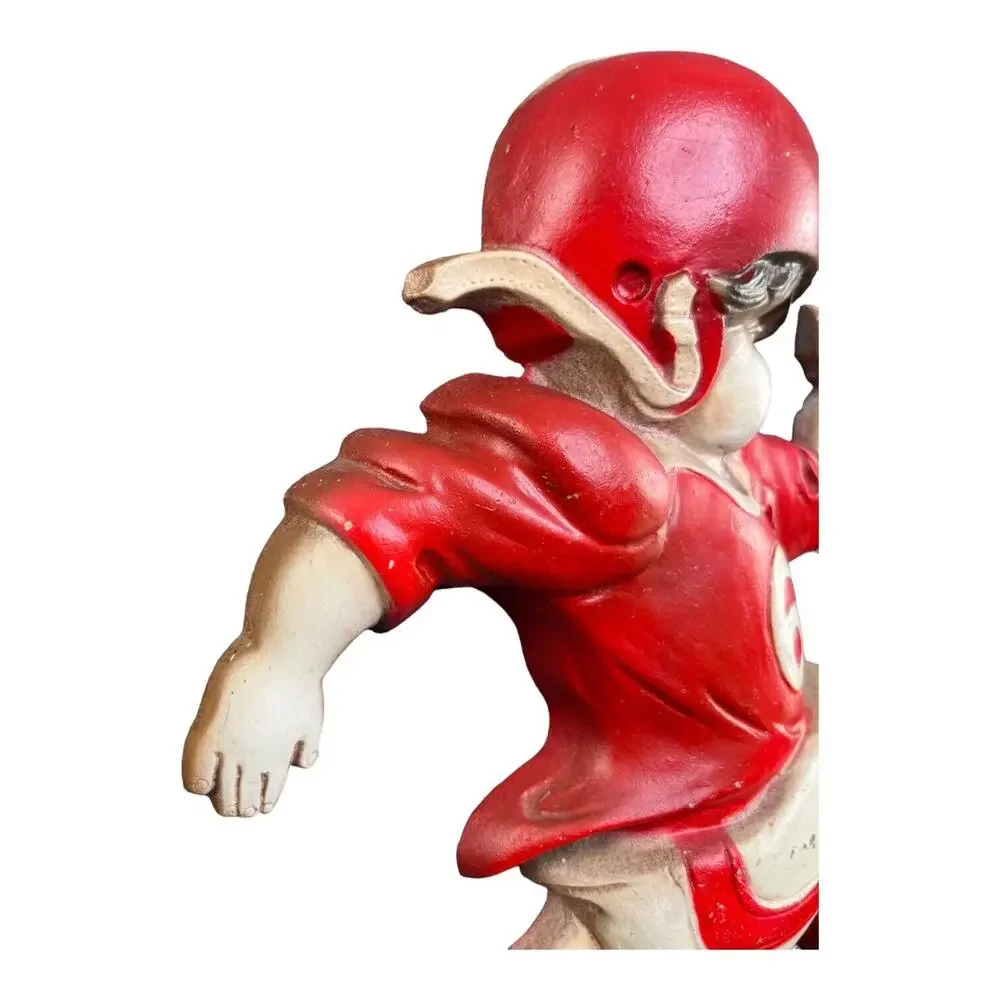 Vintage 1970 Sexton Metal Wall Plaque Football Player Running Red White Uniform‎